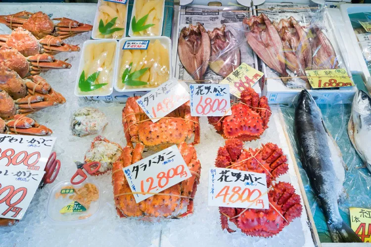 カニや鮭等北海道の海産物