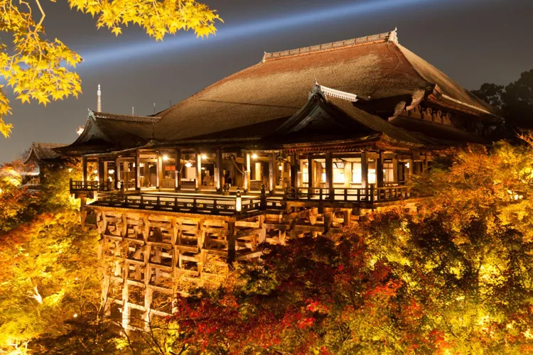 京都・清水寺のライトアップと紅葉